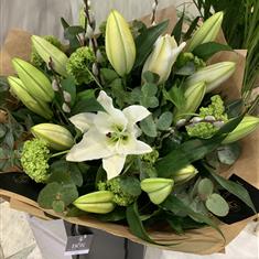 White Oriental lily hand tied