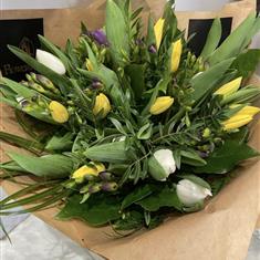 Tulip and freesia hand tied 