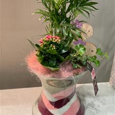 Decorative vase planted arrangement 